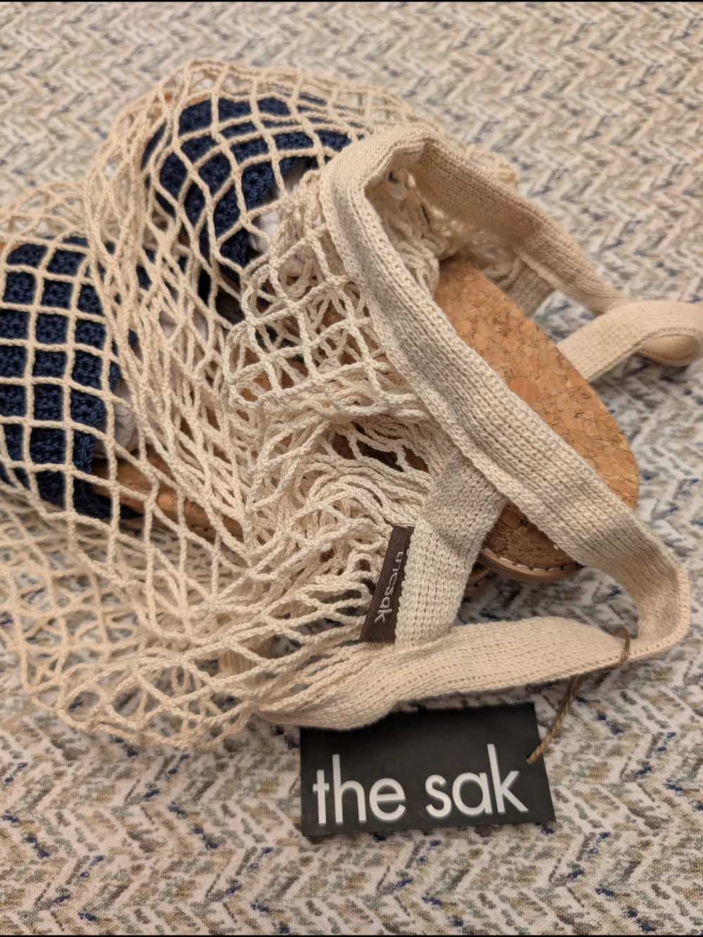 NWT The Sak Navy Crochet Slides With Cork Footbed